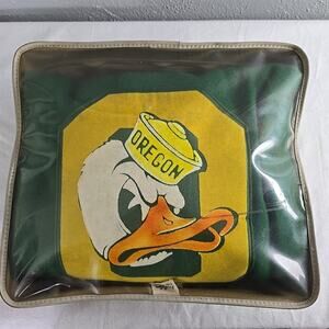 Pendleton Vtg University of Oregon Stadium Wool Blanket Ducks Robe in a Bag 70s‎